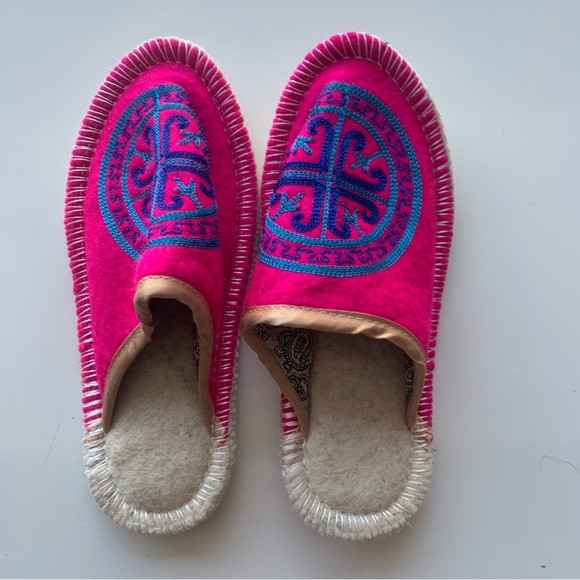 Hand Made Wool Embroidered Middle Eastern Slippers Ethnic‎ Woman 6.5 - Picture 6 of 7
